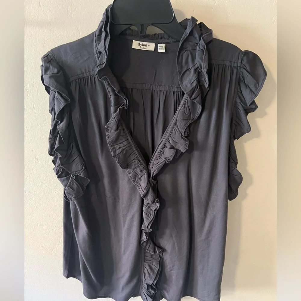 dylan Black Ruffle Blouse - Picture 2 of 3